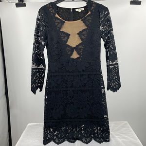 For Love & Lemons Black Noir Lace Mini LBD Dress XS Size Extra Small